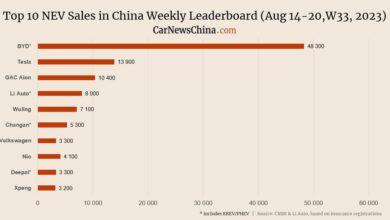 Еженедельные данные о продажах в Китае 14–20 августа 2023 года: BYD, Tesla, Nio Еженедельные данные о продажах в Китае 14–20 августа 2023 года: BYD, Tesla, Nio