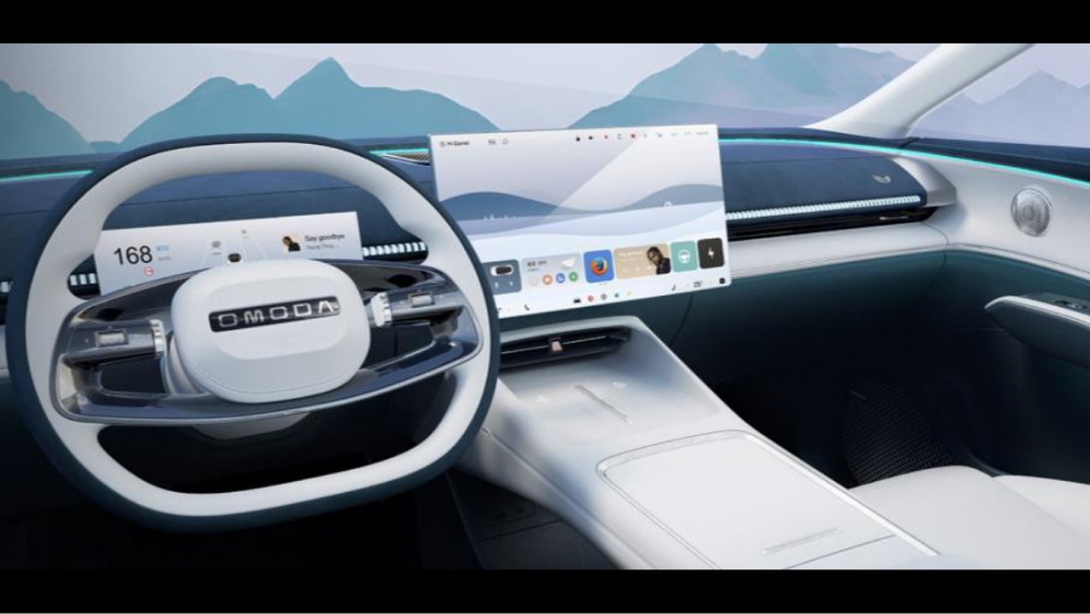 интерьер omoda C7 с белым плавающим экраном