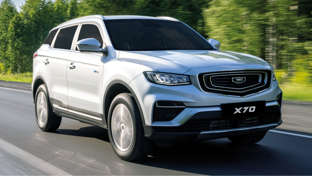 кроссовер belgee x70 боковая передняя часть серебристая