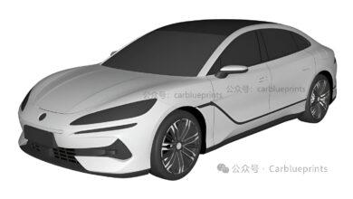 В Китае опубликовали первые патентные изображения седана BYD Denza Z9. В Китае опубликовали первые патентные изображения седана BYD Denza Z9.