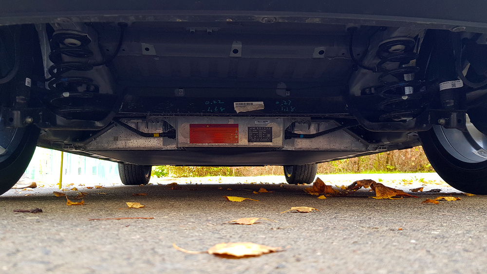 Electric city car JAC E30X in Belarus test battery bottom ground clearance