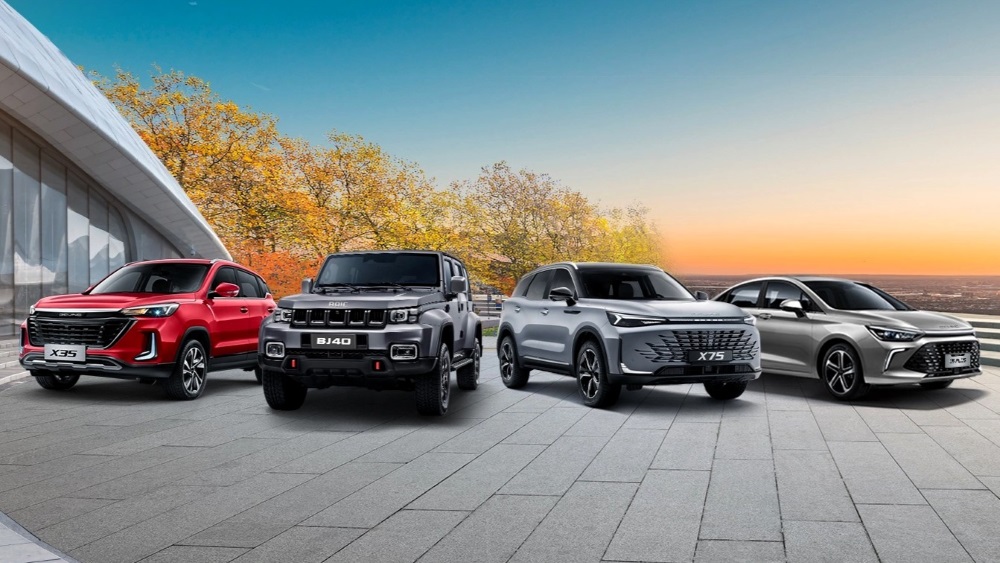 текущие модели BAIC для автоторов X35, BJ40, X75, U5 Plus,