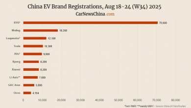 В Китае зарегистрировано электромобилей в 34-ю неделю: Onvo 4 104, Xpeng 8 200, Tesla 10 300, BYD 70 600 В Китае зарегистрировано электромобилей в 34-ю неделю: Onvo 4 104, Xpeng 8 200, Tesla 10 300, BYD 70 600