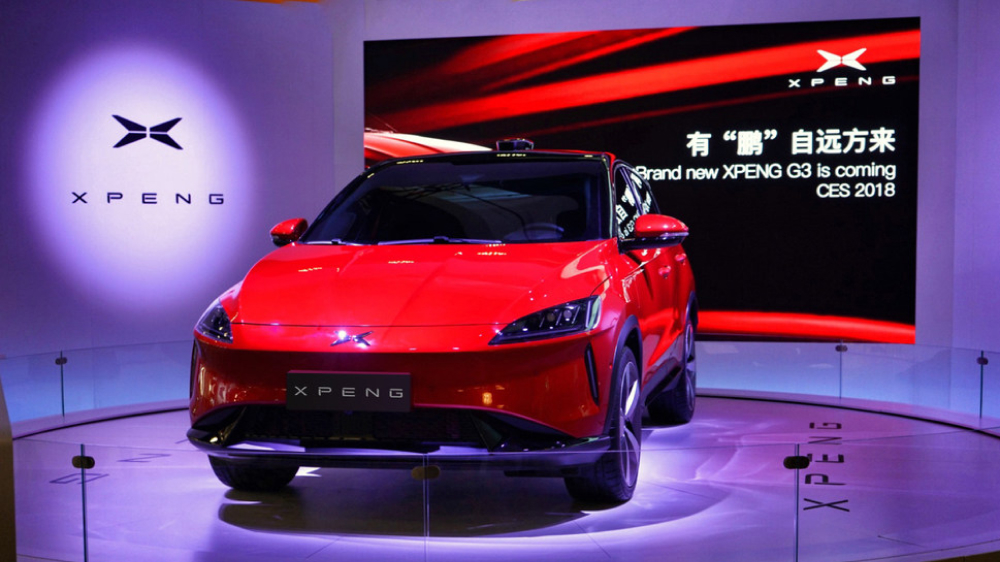 Xpeng G3 Crossover Red на передней части в Лас -Вегасе, США 2018