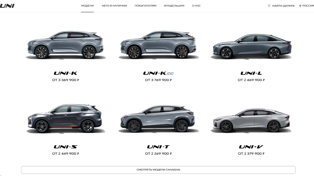 Model line of UNI brand in Russia