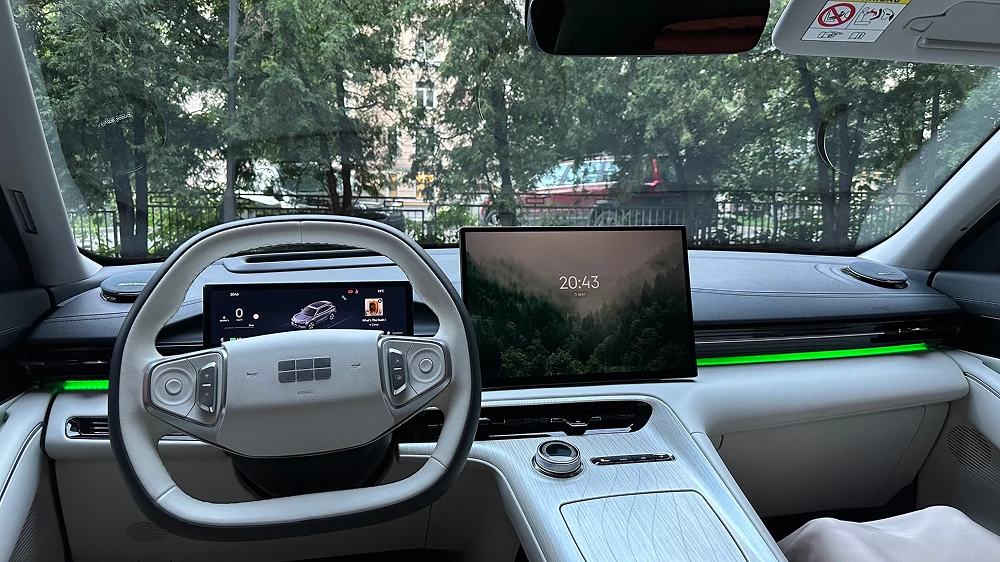 geely ex5 электромобиль салон белый электрический тест драйв