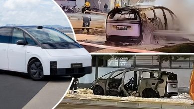 В Китае электромобиль Li Mega с батареей CATL внезапно вспыхнул ярким пламенем. В Китае электромобиль Li Mega с батареей CATL внезапно вспыхнул ярким пламенем.