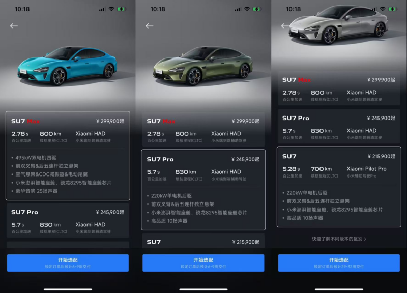 В Китае сроки поставки Xiaomi SU7 значительно сокращены и доступны уже через 6 недель