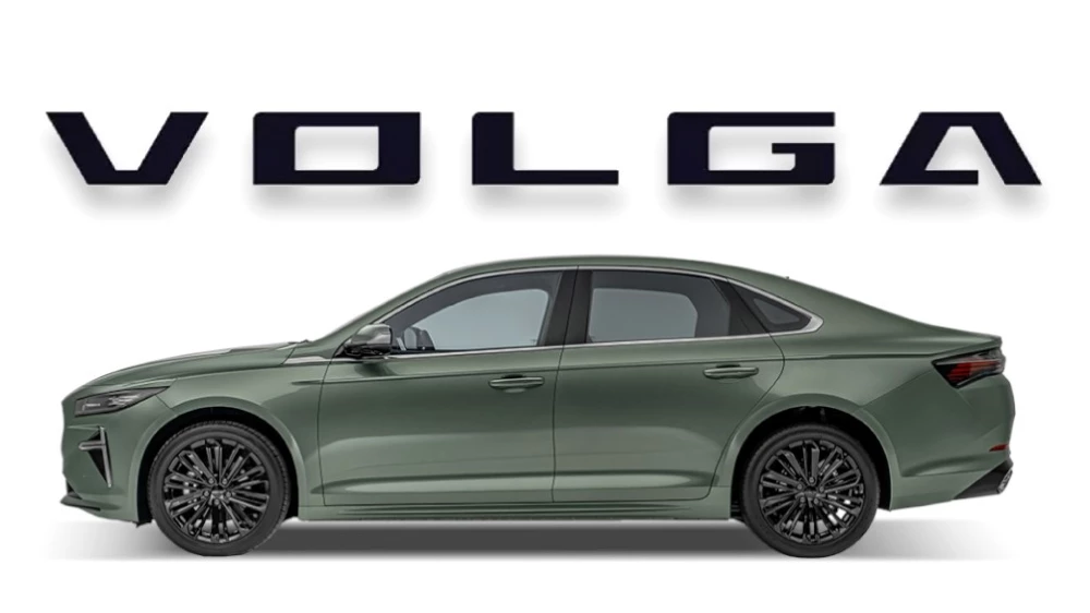 Новый седан Volga C50 сбоку логотип бренда