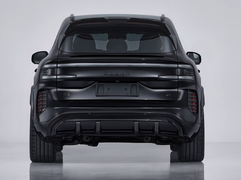 В Китае заметили спортивную версию Zeekr 8X PHEV с электроспойлером и полностью черным экстерьером.