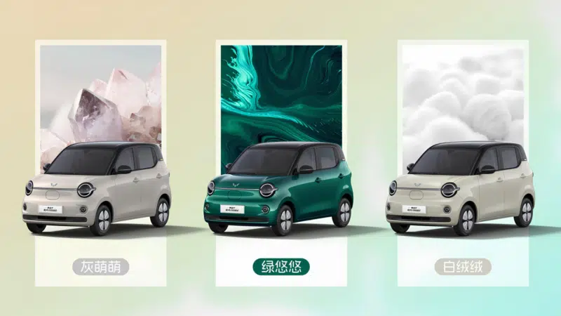 Updated Wuling Hongguang Mini EV broke covers in China with cute styling body color options